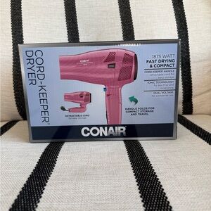 NIB Conair Cord-Keeper Hair Dryer in Pink